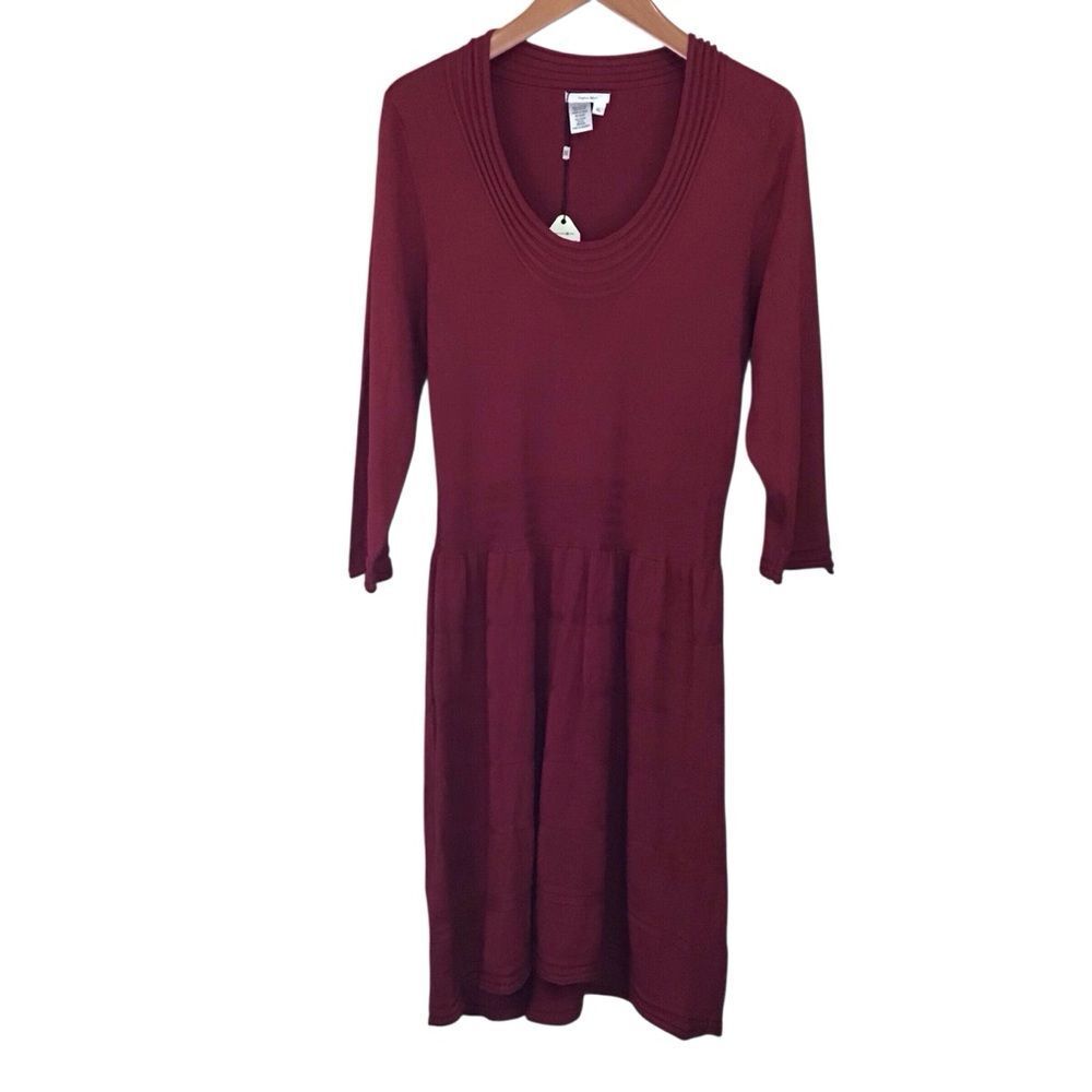 Sophie Max Ruby Red Sweater Dress XL Cotton Blend Long Sleeve‎